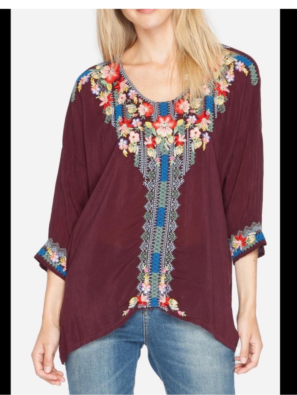 Johnny Was Rosa Embroidered Floral Tunic